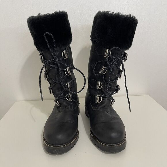 Sorel Leather Faux Fur Winter Boots Size 6 Black Outdoor Snow Apres Ski - Picture 7 of 11